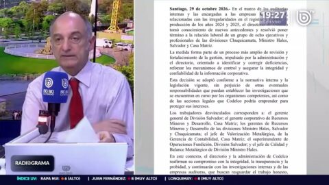 Codelco desvincula a ocho altos cargos por irregularidades productivas