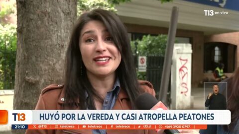 Conductor huye de fiscalización por la vereda en Viña del Mar