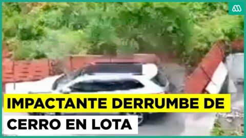 Deslizamiento de cerro en Lota afecta carretera y a un automóvil
