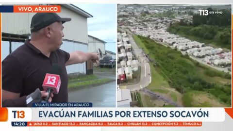 Evacuan a 14 familias por socavón en Arauco