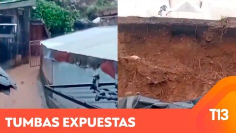 Lluvias afectan cementerio de Lota en Chile