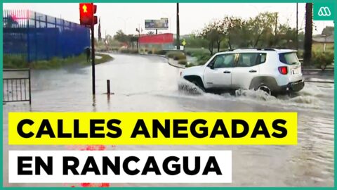 Lluvias intensas anegan calles en Rancagua