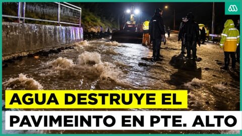 Lluvias rompen hormigón en Av. Concha y Toro y cortan tránsito en Puente Alto