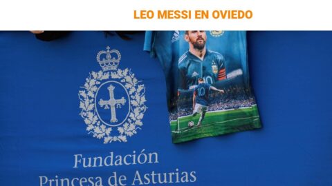 Messi recibido en Oviedo antes de los Premios Princesa de Asturias