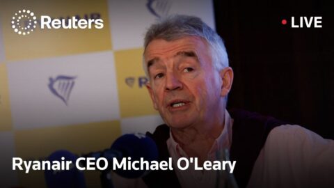 Michael O’Leary, CEO de Ryanair, habla en conferencia en Bruselas