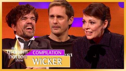 Olivia Colman, Alexander Skarsgård y Peter Dinklage en momentos del Graham Norton Show