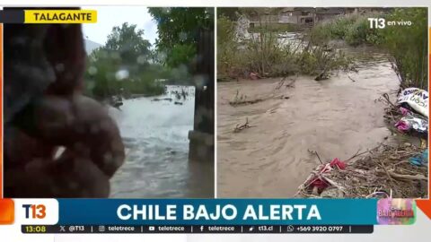 Río Mapocho pone en riesgo a un campamento en su ribera