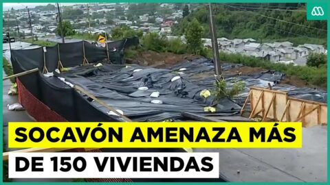 Socavón en Arauco amenaza 150 viviendas; familias resisten