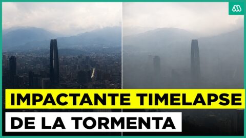 Tormenta avanza sobre Santiago y se observa desde el cerro San Cristóbal