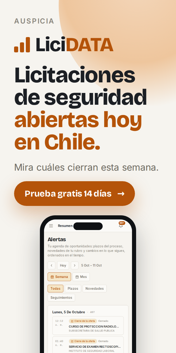 Licitaciones de seguridad abiertas hoy en Chile.