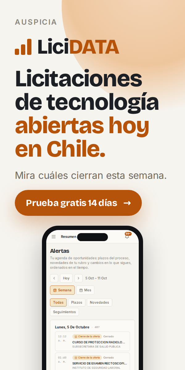 Licitaciones de tecnología abiertas hoy en Chile.