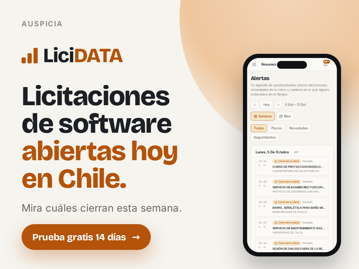 Licitaciones de software abiertas hoy en Chile.