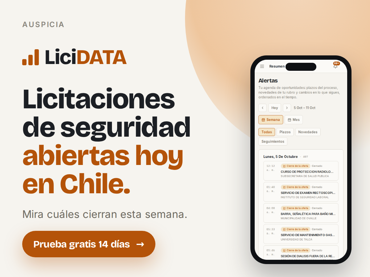 Licitaciones de seguridad abiertas hoy en Chile.